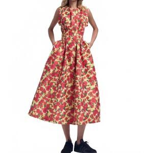 NEW KIKA VARGAS mette dress in red rose